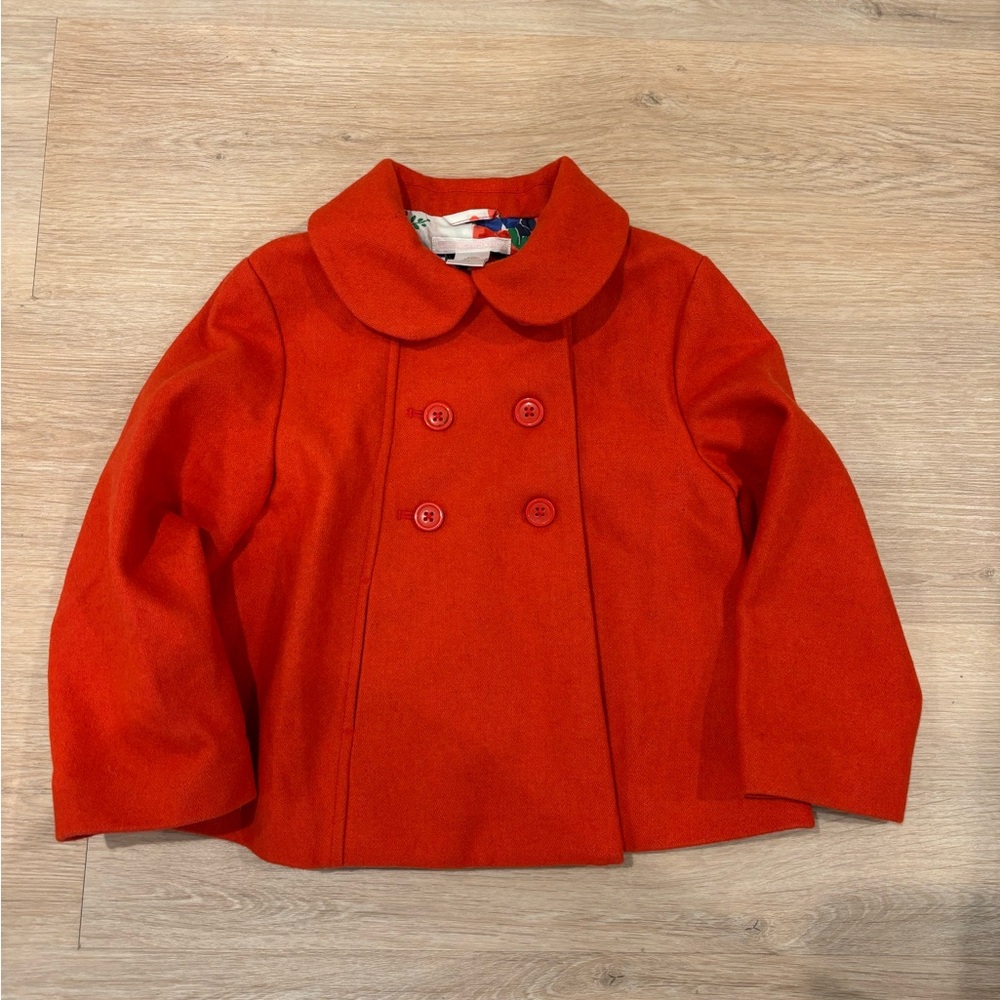 Janie and Jack red coat with flowered‎ lining toddler girls 2-3 yrs old